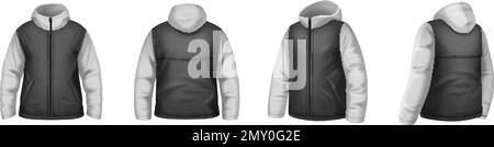 Two color male jacket realistic mockup set isolated against white background vector illustration Stock Vector