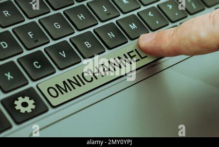 Handwriting text Omnichannel. Conceptual photo type of retail that integrates the different methods of shopping Stock Photo