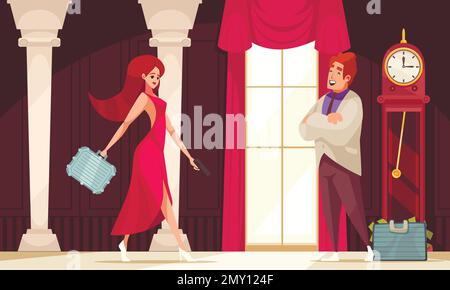 Super agents concept with beautiful female with gun and suitcase cartoon vector illustration Stock Vector