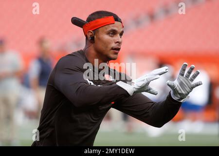 Cleveland Browns free safety Jordan Poyer (33) returns his interception 12  yards in the fourth quarter