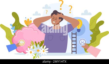 Open mind therapy composition with stress and mood symbols flat vector illustration Stock Vector