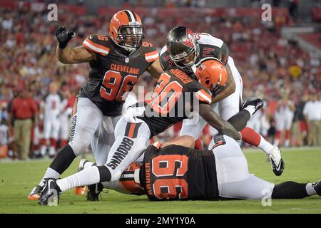 NFC Tampa Bay Buccaneers Derrick Brooks (55) comes down on AFC Baltimore  Ravens tackle Jonathan Ogden (75) during a play in the third quarter of the  NFL football Pro Bowl at Aloha