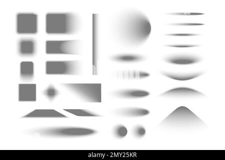 Realistic shadows set with blank background and isolated gradient spots of various shape with blurred edges vector illustration Stock Vector