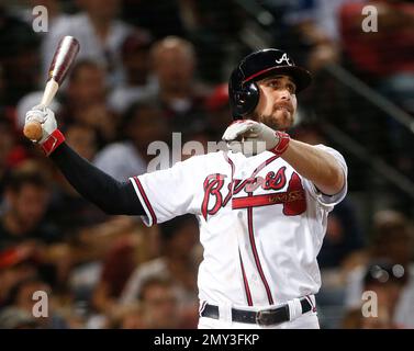 Atlanta Braves center fielder Cristian Pache (25) runs to second base  during a baseball game against the Philadelphia Phillies Saturday, April  10, 2021, in Atlanta. (AP Photo/John Bazemore Stock Photo - Alamy