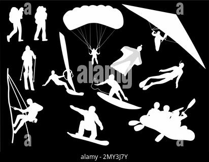 set Active recreation white vector illustration Stock Vector