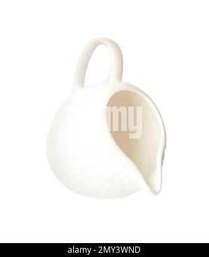 Clean empty ceramic sauce jug isolated on white Stock Photo