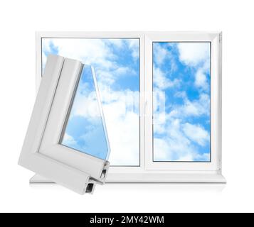 Window and sample of profile on white background Stock Photo