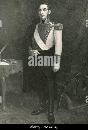 Portrait of Argentine general and revolutionary leader José de San Martin or the Liberator of Argentina, Chile and Peru, 1830s Stock Photo