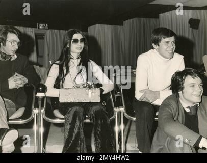 Italian singers from left: Nicola Di Bari, Rosanna Fratello, Gianni Morandi and Massimo Ranieri, Italy 1970s Stock Photo