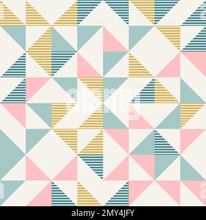Abstract geometric diamond shapes geo print. Seamless vector pattern. Mint, blush pink, mustard yellow, teal retro colors background. Fashion fabric p Stock Vector