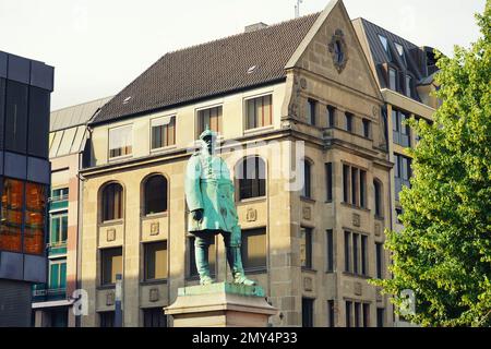 Historic bronze statue of Otto von Bismarck in Düsseldorf/Germany, unveiled in 1899. Stock Photo