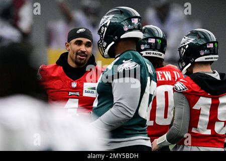 Philadelphia Eagles' Jalen Hurts in action during practice at NFL football  team's training camp, Saturday, July 30, 2022, in Philadelphia. (AP  Photo/Chris Szagola Stock Photo - Alamy