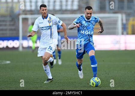 Como, Italy. 4th Feb 2023. Match ball during the Italian Serie B football  match between Calcio Como and Frosinone Calcio on 4 of February 2023 at  stadio Giuseppe Senigallia in Como, Italy.