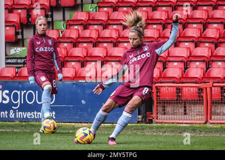 Walsall, UK. 04th Feb, 2023. Walsall, England, February 4th 2023: Rachel Daly (8 Aston Villa) warms up during the Barclays FA Womens Super League match between Aston Villa and Brighton at Bescot Stadium in Walsall, England (Natalie Mincher/SPP) Credit: SPP Sport Press Photo. /Alamy Live News Stock Photo