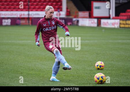 Walsall, UK. 04th Feb, 2023. Walsall, England, February 4th 2023: Jordan Nobbs (88 Aston Villa) warms up during the Barclays FA Womens Super League match between Aston Villa and Brighton at Bescot Stadium in Walsall, England (Natalie Mincher/SPP) Credit: SPP Sport Press Photo. /Alamy Live News Stock Photo