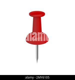 Red push pin isolated on white background. 3d illustration. Stock Photo