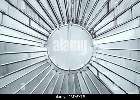 Steel sheets circular geometric shape, background with copy space Stock Photo