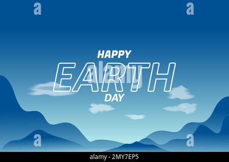 sky and mountains illustration for earth day poster background. Environmentally friendly design with the concept of saving the Earth. Happy Earth Day Stock Vector