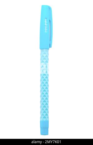 New ballpoint pen isolated on white. School stationery Stock Photo