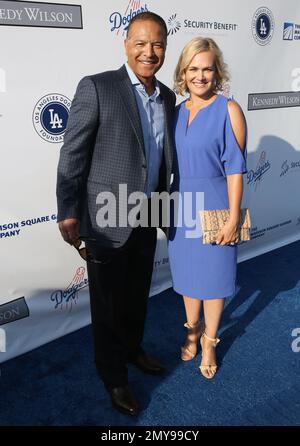 Tricia and Dave Roberts have arrived on the blue carpet! #LADFgala