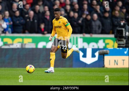 Nlson Semedo of Wolves during the Premier League match between Wolverhampton Wanderers and Liverpool at Molineux, Wolverhampton on Saturday 4th February 2023. (Photo: Gustavo Pantano | MI News) Credit: MI News & Sport /Alamy Live News Stock Photo