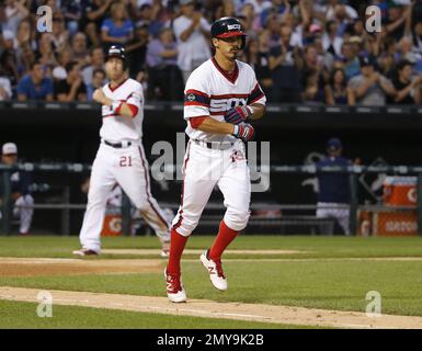 Chicago White Sox third baseman Yoan Moncada throws to first in a baseball  game against the Los Angeles Angels Tuesday, May 30, 2023, in Chicago. (AP  Photo/Charles Rex Arbogast Stock Photo - Alamy