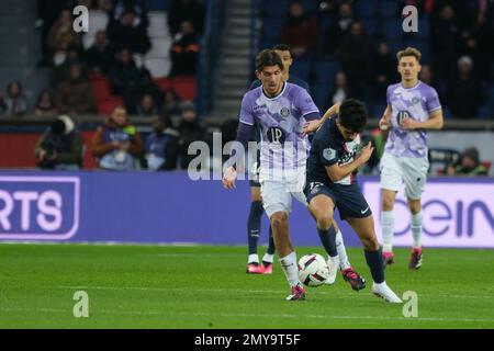 Paris, Paris, France. 4th Feb, 2023. PSG Midfield VITINHA in action during the French championship soccer Ligue 1 Uber Eats between PSG and Toulouse at Parc des Princes Stadium - Paris France.PSG won 2:1 (Credit Image: © Pierre Stevenin/ZUMA Press Wire) EDITORIAL USAGE ONLY! Not for Commercial USAGE! Stock Photo