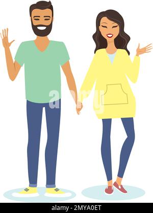 Young happy couple happy together flat vector Stock Vector