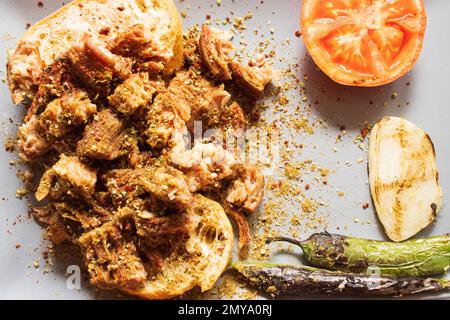 Traditional Turkish Food Kokorec. Izmir kokorec.  Stock Photo
