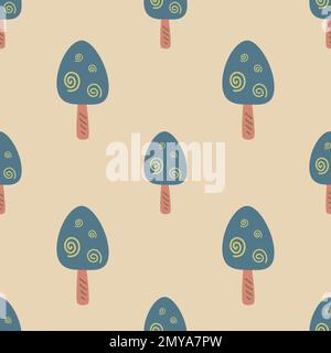 Tree seamless pattern repeat nature background illustration for wall art, hardcover, fabric, textile, wallpaper and web and print. Stock Vector