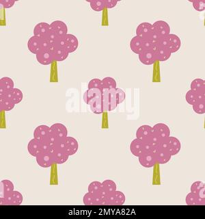 Tree seamless pattern repeat nature background illustration for wall art, hardcover, fabric, textile, wallpaper and web and print. Stock Vector