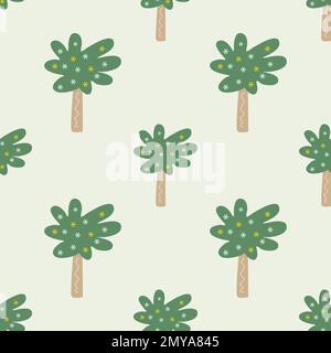 Tree seamless pattern repeat nature background illustration for wall art, hardcover, fabric, textile, wallpaper and web and print. Stock Vector
