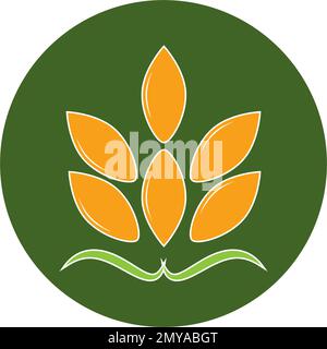 Agriculture icon with a field of golden ripe ears of wheat logo providing a staple dietary grain and animal feed, vector illustration isolated on whit Stock Vector