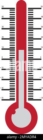 Thermometers icon with different zones. Vector image isolated on white background Stock Vector