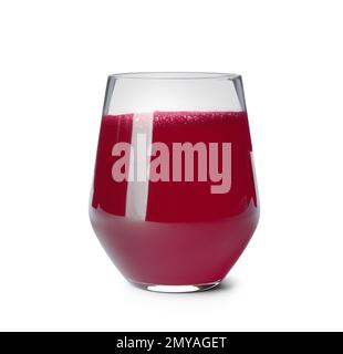 Fresh beet juice in glass isolated on white Stock Photo