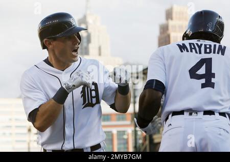 Detroit Tigers' J.D. Martinez runs to first during the eighth inning of a  baseball game against the Los Angeles Angels, Wednesday, June 7, 2017, in  Detroit. (AP Photo/Carlos Osorio Stock Photo - Alamy