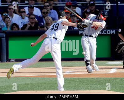 National League's Bryce Harper of the Washington Nationals takes batting  practice for the 87th All-Star