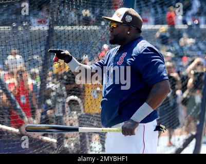 American League All-Star first baseman David Ortiz, of the Boston Red Sox  David being interviewed during the batting practice of the 87th MLB  All-Star Game at Petco Park in San Diego, California