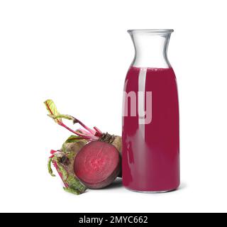 Freshly made beet juice isolated on white Stock Photo