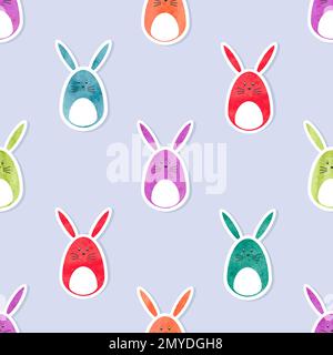 Easter pattern with cute bunnies. Vector colorful background with rabbits. Stock Vector