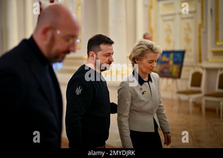 (center L-R) European Council President Charles Michel, Prime Minister ...