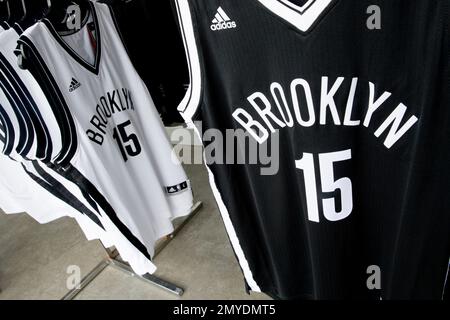 Brooklyn Nets draft pick Isaiah Whitehead jerseys are on display at