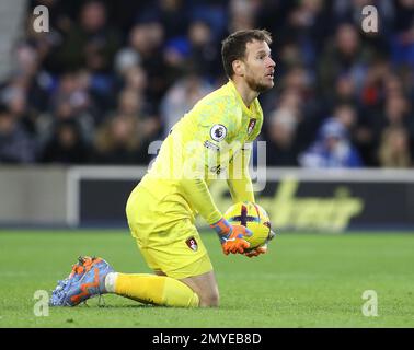 Brighton and Hove, England, 4th February 2023. Neto of Bournemouth during the Premier League match at the AMEX Stadium, Brighton and Hove. Picture credit should read: Paul Terry / Sportimage Stock Photo