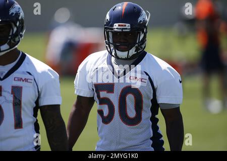 Denver Broncos linebacker Zaire Anderson (47) during the morning session at  the team's NFL training camp Wednesday, Aug. 12, 2015, in Englewood, Colo.  (AP Photo/David Zalubowski Stock Photo - Alamy