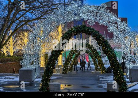 Lights of Wonder, Christmas Season Illuminations, Centennial Square, Victoria,  British Columbia, Canada Stock Photo