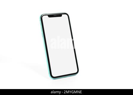 MYKOLAIV, UKRAINE - JULY 07, 2020: iPhone 11 on white background. Mockup for design Stock Photo