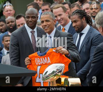 Barack Obama Holds Denver Broncos Jersey Editorial Stock Photo - Stock  Image