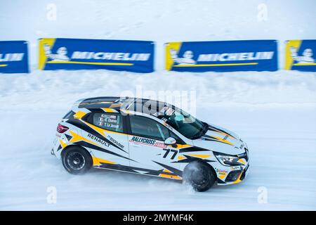 77A Emma CHALVIN (FR), WRM BY CHANOINE M. / SRD RACING, action 77B Tom LE JOSSEC (FR), WRM BY CHANOINE M. / SRD RACING, action during the 2023 Clio Ice Trophy 2023 - GSeries G3 on the Circuit Andorra - Pas de la Casa, on February 04, 2023 in Encamp, Andorra - Picture Damien Doumergue / DPPI Stock Photo