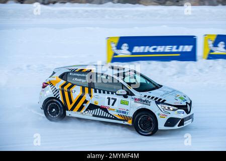 17A Joaquin RODRIGO (ES), BRUNET COMPETITION, action 17B Mathieu LANNEPOUDENX (FR), BRUNET COMPETITION, action during the 2023 Clio Ice Trophy 2023 - GSeries G3 on the Circuit Andorra - Pas de la Casa, on February 04, 2023 in Encamp, Andorra - Picture Damien Doumergue / DPPI Stock Photo