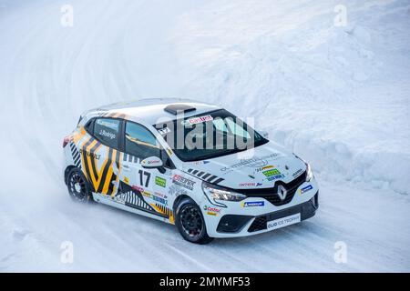 17A Joaquin RODRIGO (ES), BRUNET COMPETITION, action 17B Mathieu LANNEPOUDENX (FR), BRUNET COMPETITION, action during the 2023 Clio Ice Trophy 2023 - GSeries G3 on the Circuit Andorra - Pas de la Casa, on February 04, 2023 in Encamp, Andorra - Picture Damien Doumergue / DPPI Stock Photo